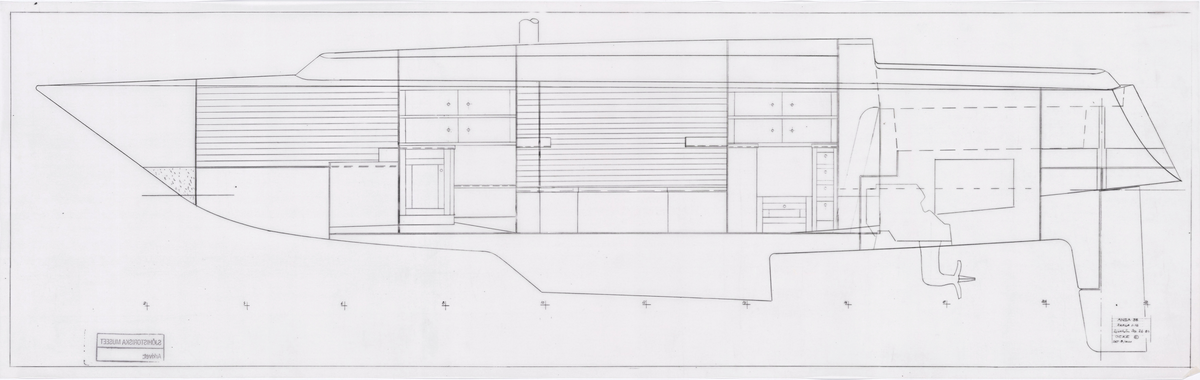 Inredningsritning i profil, styrbord till Ansa 38