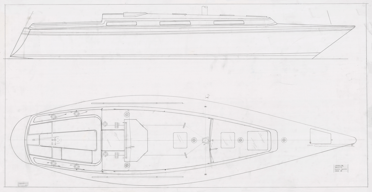 Tre däckritningar, ett original och två kopior, till Ansa 38