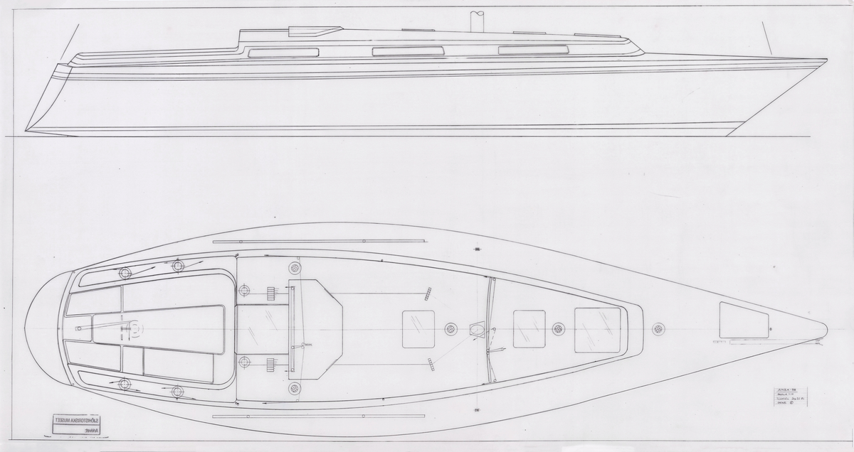 Tre däckritningar, ett original och två kopior, till Ansa 38