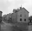 Området vid nedre, norra änden av Föreningsgatan 1969. Närmast gatans nummer 3 som väl representerar stadsdelens hustyp av enkel standard.