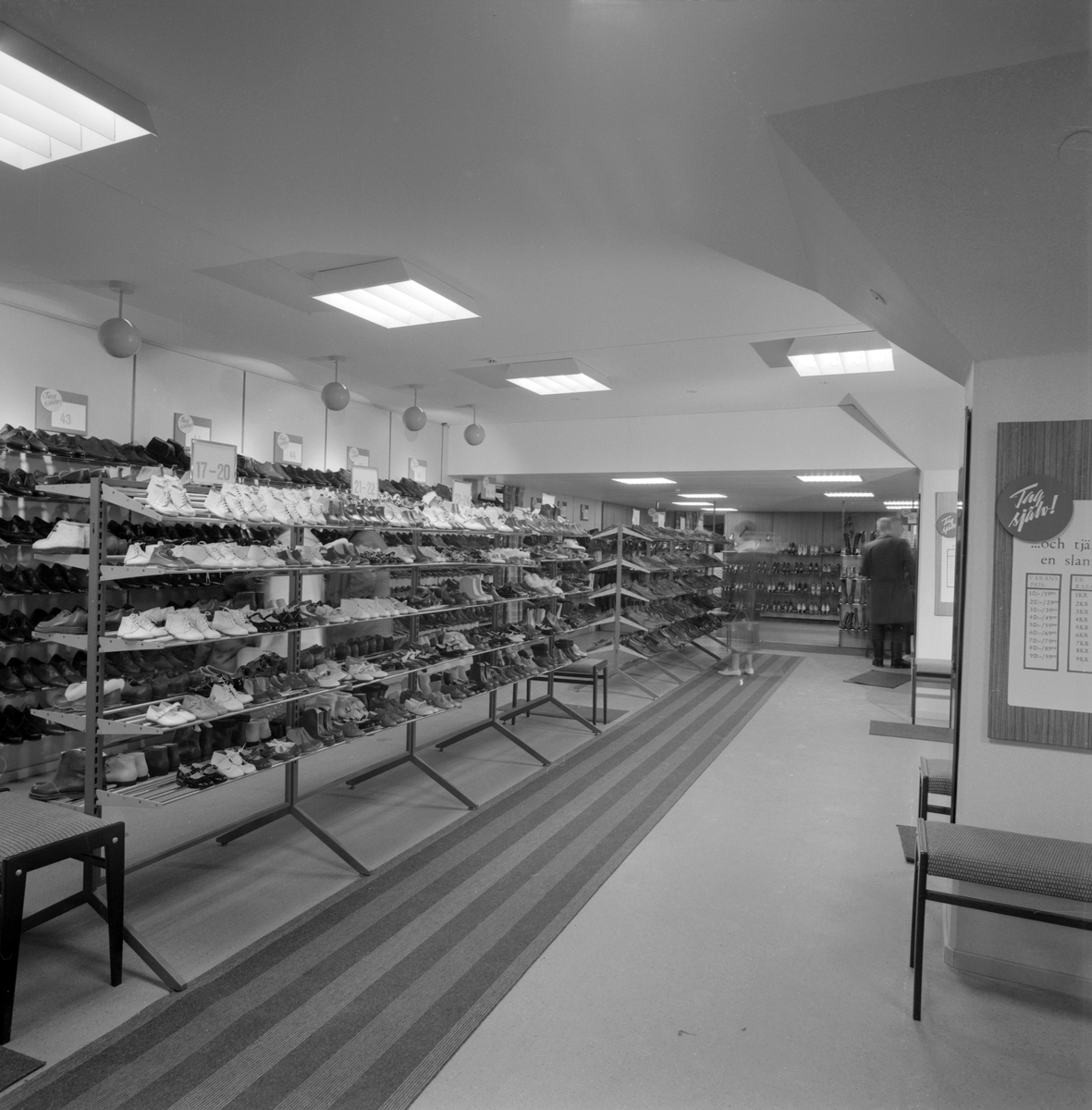 1963 öppnade varuhuset Tre Rosor i Linköping, det första i staden i det moderna snitt som skulle komma att bli förhärskande i den svenska handeln. Den odaterade bildserien är möjligtvis från tiden för varuhusets öppnande men osäkerhet råder. Vi skriver omkring 1965.