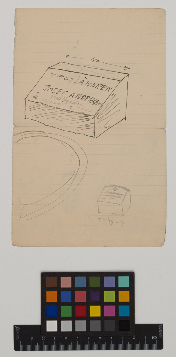 Gravsten. "Trotjänaren Josef Anderson, Prästgården"
Skiss av gravsten
På konvolut: A BRAATHEN OCH A V BÅÅTHS GRAVVÅRDAR