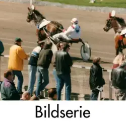 Serie om sex fotografier som visar Åbytravet i Åby, Mölndal,