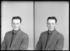 Mansporträtt, körfoto, Bertil Uddberg, Vänsta.
Ur Gustaf Åhmans samling.