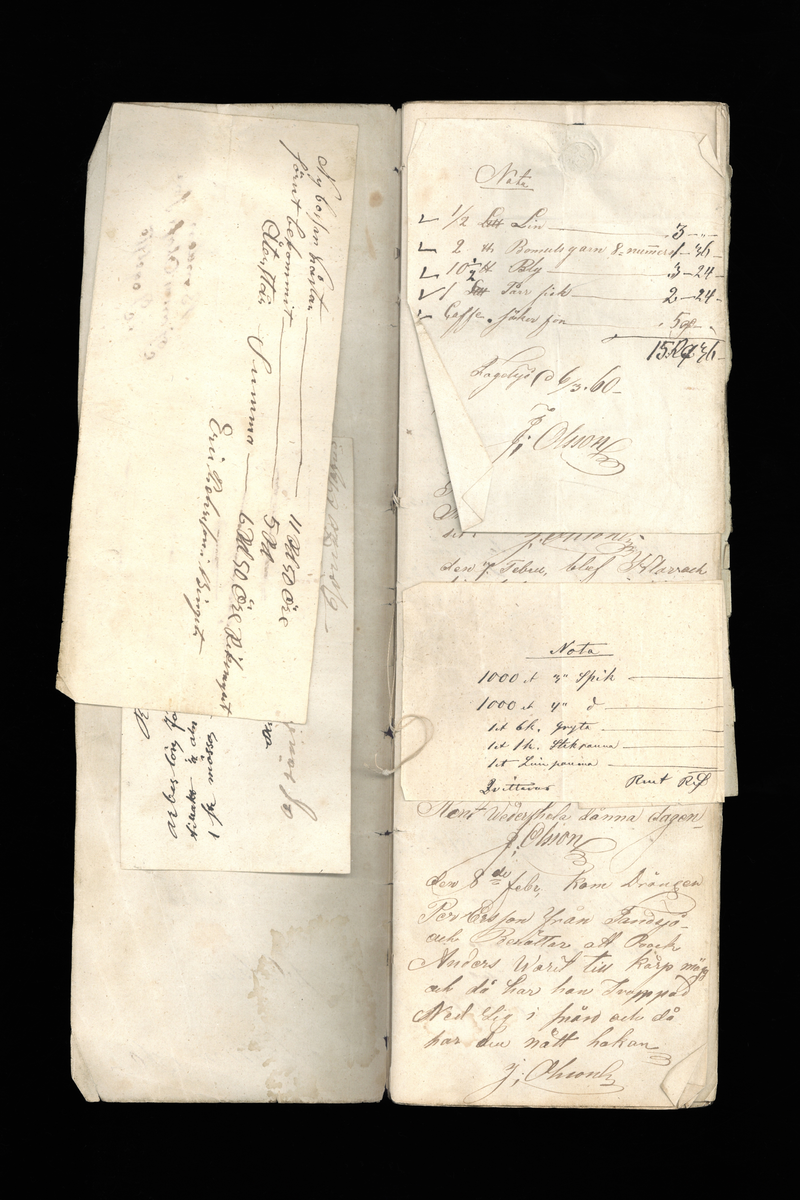 Dagböcker och andra anteckningar förda av storbonden och bössmeden Jonas Olsson (1832-1895) i Fågelsjö, Los mellan åren 1851 och 1892. Dagböckerna berör vardagens arbete, händelser i familjen och byn, förtretligheter, glädjeämnen och sorg. Böckerna förda i varierande frekvens med både dagliga och strödda anteckningar. Hela luckor år 1862-63, 1870-78, 1880-83 samt 1885-56. Dagboken förd i böcker med blandat innehåll, där dagboksanteckningarna är instoppade. Jonas Olssons dagboksanteckningar finns även transkriberade och publicerade i boken "Min hand är icke begåfvad att föra en skikliger penna", 2009.
