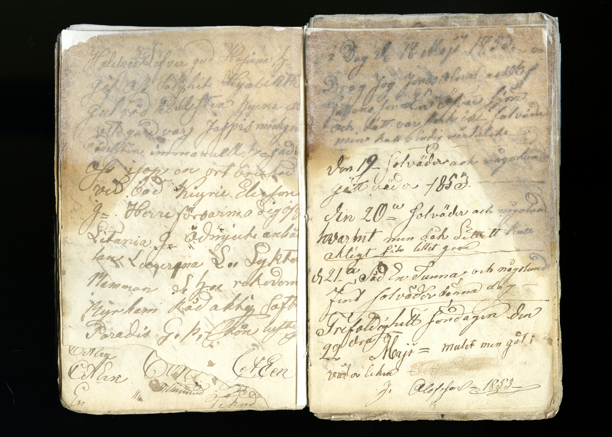 Dagböcker och andra anteckningar förda av storbonden och bössmeden Jonas Olsson (1832-1895) i Fågelsjö, Los mellan åren 1851 och 1892. Dagböckerna berör vardagens arbete, händelser i familjen och byn, förtretligheter, glädjeämnen och sorg. Böckerna förda i varierande frekvens med både dagliga och strödda anteckningar. Hela luckor år 1862-63, 1870-78, 1880-83 samt 1885-56. Dagboken förd i böcker med blandat innehåll, där dagboksanteckningarna är instoppade. Jonas Olssons dagboksanteckningar finns även transkriberade och publicerade i boken "Min hand är icke begåfvad att föra en skikliger penna", 2009.
