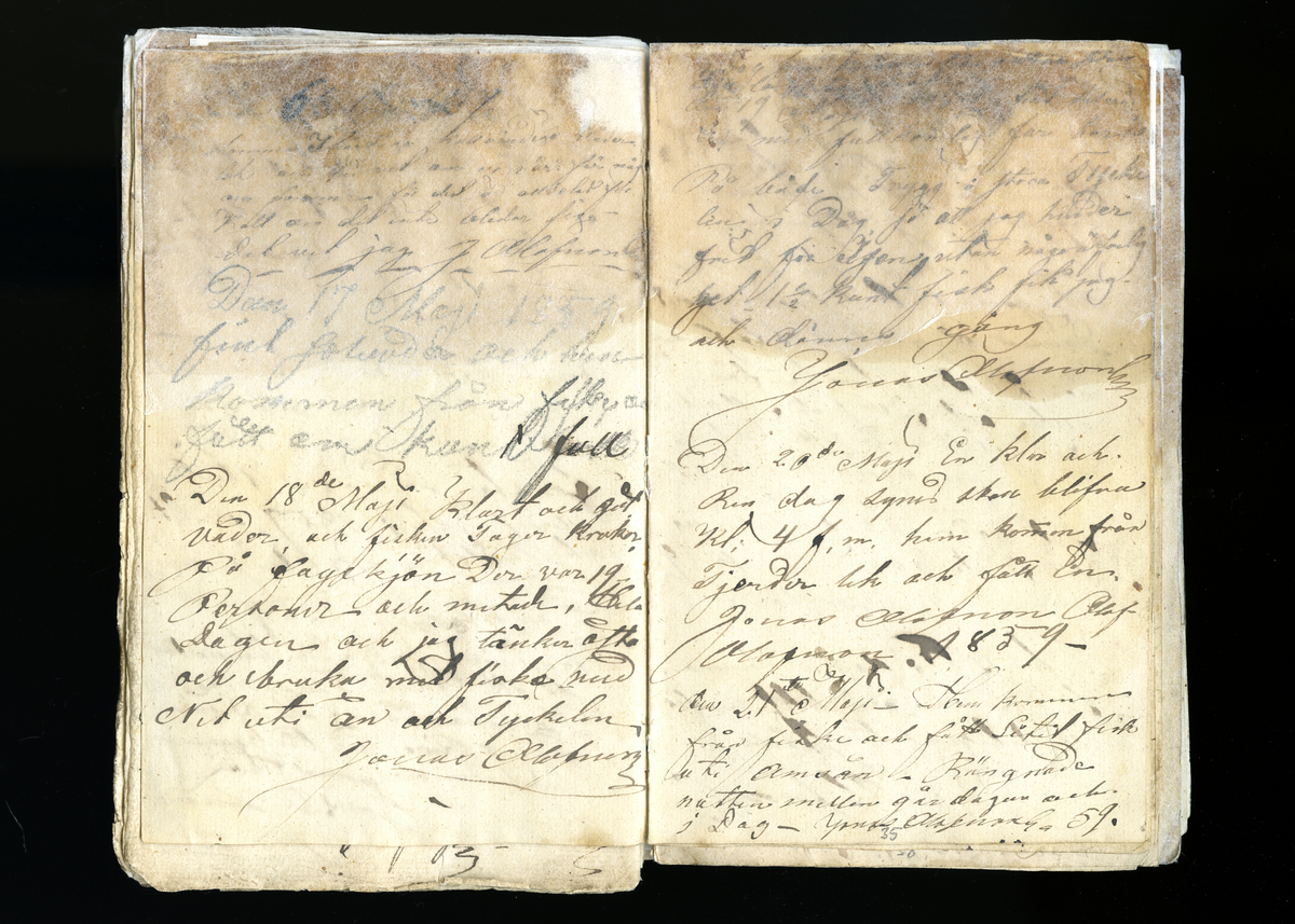 Dagböcker och andra anteckningar förda av storbonden och bössmeden Jonas Olsson (1832-1895) i Fågelsjö, Los mellan åren 1851 och 1892. Dagböckerna berör vardagens arbete, händelser i familjen och byn, förtretligheter, glädjeämnen och sorg. Böckerna förda i varierande frekvens med både dagliga och strödda anteckningar. Hela luckor år 1862-63, 1870-78, 1880-83 samt 1885-56. Dagboken förd i böcker med blandat innehåll, där dagboksanteckningarna är instoppade. Jonas Olssons dagboksanteckningar finns även transkriberade och publicerade i boken "Min hand är icke begåfvad att föra en skikliger penna", 2009.
