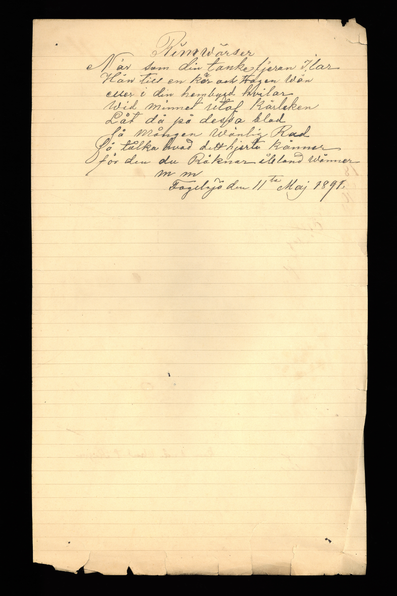 Dagböcker och andra anteckningar förda av storbonden och bössmeden Jonas Olsson (1832-1895) i Fågelsjö, Los mellan åren 1851 och 1892. Dagböckerna berör vardagens arbete, händelser i familjen och byn, förtretligheter, glädjeämnen och sorg. Böckerna förda i varierande frekvens med både dagliga och strödda anteckningar. Hela luckor år 1862-63, 1870-78, 1880-83 samt 1885-56. Dagboken förd i böcker med blandat innehåll, där dagboksanteckningarna är instoppade. Jonas Olssons dagboksanteckningar finns även transkriberade och publicerade i boken "Min hand är icke begåfvad att föra en skikliger penna", 2009.
