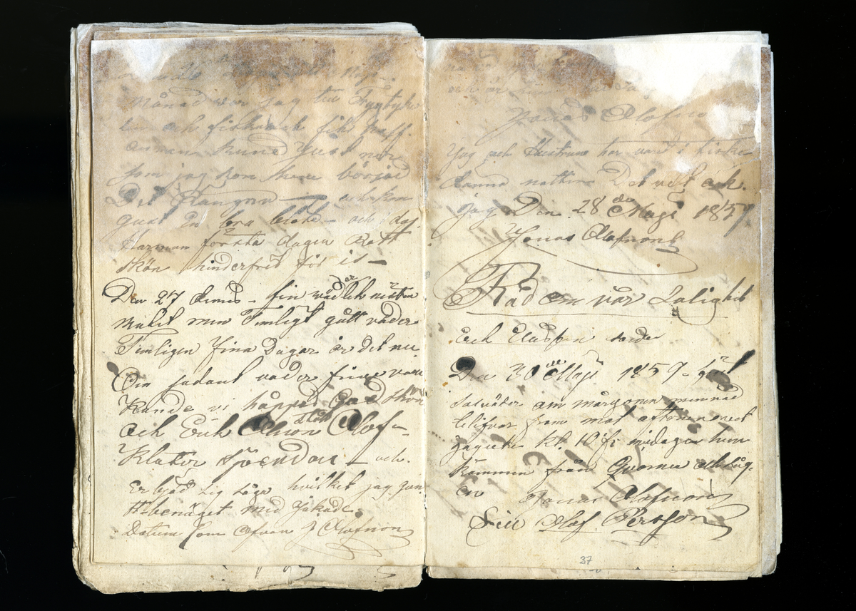 Dagböcker och andra anteckningar förda av storbonden och bössmeden Jonas Olsson (1832-1895) i Fågelsjö, Los mellan åren 1851 och 1892. Dagböckerna berör vardagens arbete, händelser i familjen och byn, förtretligheter, glädjeämnen och sorg. Böckerna förda i varierande frekvens med både dagliga och strödda anteckningar. Hela luckor år 1862-63, 1870-78, 1880-83 samt 1885-56. Dagboken förd i böcker med blandat innehåll, där dagboksanteckningarna är instoppade. Jonas Olssons dagboksanteckningar finns även transkriberade och publicerade i boken "Min hand är icke begåfvad att föra en skikliger penna", 2009.
