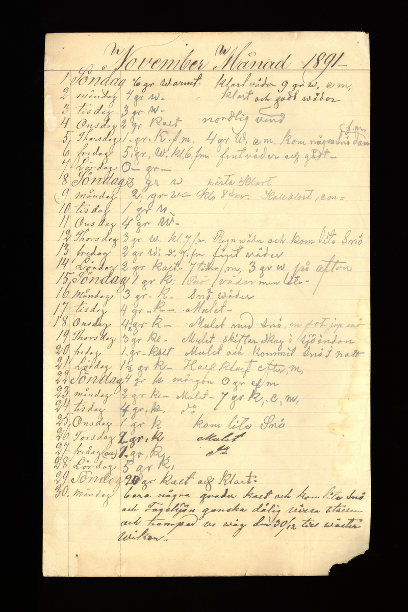 Dagböcker och andra anteckningar förda av storbonden och bössmeden Jonas Olsson (1832-1895) i Fågelsjö, Los mellan åren 1851 och 1892. Dagböckerna berör vardagens arbete, händelser i familjen och byn, förtretligheter, glädjeämnen och sorg. Böckerna förda i varierande frekvens med både dagliga och strödda anteckningar. Hela luckor år 1862-63, 1870-78, 1880-83 samt 1885-56. Dagboken förd i böcker med blandat innehåll, där dagboksanteckningarna är instoppade. Jonas Olssons dagboksanteckningar finns även transkriberade och publicerade i boken "Min hand är icke begåfvad att föra en skikliger penna", 2009.
