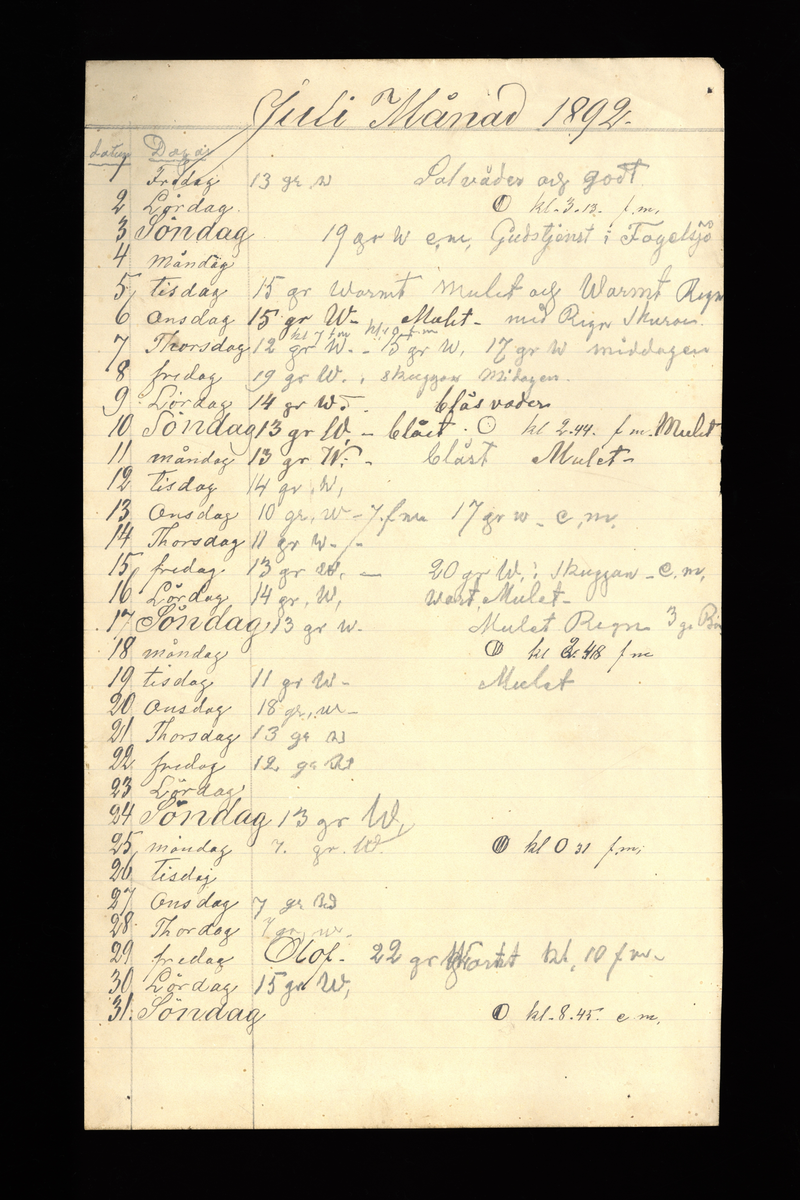 Dagböcker och andra anteckningar förda av storbonden och bössmeden Jonas Olsson (1832-1895) i Fågelsjö, Los mellan åren 1851 och 1892. Dagböckerna berör vardagens arbete, händelser i familjen och byn, förtretligheter, glädjeämnen och sorg. Böckerna förda i varierande frekvens med både dagliga och strödda anteckningar. Hela luckor år 1862-63, 1870-78, 1880-83 samt 1885-56. Dagboken förd i böcker med blandat innehåll, där dagboksanteckningarna är instoppade. Jonas Olssons dagboksanteckningar finns även transkriberade och publicerade i boken "Min hand är icke begåfvad att föra en skikliger penna", 2009.
