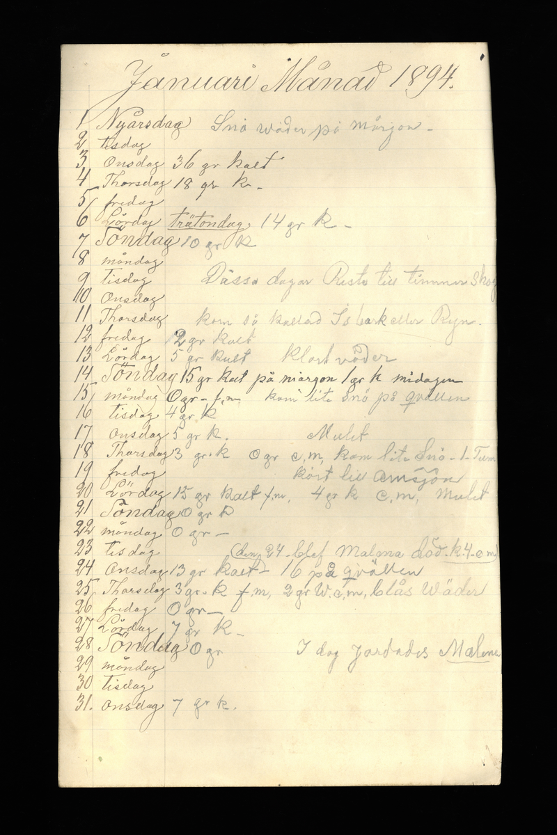 Dagböcker och andra anteckningar förda av storbonden och bössmeden Jonas Olsson (1832-1895) i Fågelsjö, Los mellan åren 1851 och 1892. Dagböckerna berör vardagens arbete, händelser i familjen och byn, förtretligheter, glädjeämnen och sorg. Böckerna förda i varierande frekvens med både dagliga och strödda anteckningar. Hela luckor år 1862-63, 1870-78, 1880-83 samt 1885-56. Dagboken förd i böcker med blandat innehåll, där dagboksanteckningarna är instoppade. Jonas Olssons dagboksanteckningar finns även transkriberade och publicerade i boken "Min hand är icke begåfvad att föra en skikliger penna", 2009.
