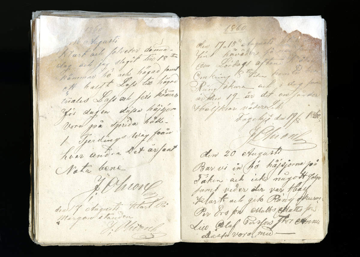 Dagböcker och andra anteckningar förda av storbonden och bössmeden Jonas Olsson (1832-1895) i Fågelsjö, Los mellan åren 1851 och 1892. Dagböckerna berör vardagens arbete, händelser i familjen och byn, förtretligheter, glädjeämnen och sorg. Böckerna förda i varierande frekvens med både dagliga och strödda anteckningar. Hela luckor år 1862-63, 1870-78, 1880-83 samt 1885-56. Dagboken förd i böcker med blandat innehåll, där dagboksanteckningarna är instoppade. Jonas Olssons dagboksanteckningar finns även transkriberade och publicerade i boken "Min hand är icke begåfvad att föra en skikliger penna", 2009.
