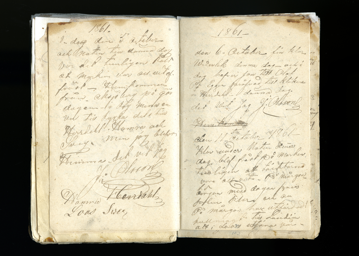 Dagböcker och andra anteckningar förda av storbonden och bössmeden Jonas Olsson (1832-1895) i Fågelsjö, Los mellan åren 1851 och 1892. Dagböckerna berör vardagens arbete, händelser i familjen och byn, förtretligheter, glädjeämnen och sorg. Böckerna förda i varierande frekvens med både dagliga och strödda anteckningar. Hela luckor år 1862-63, 1870-78, 1880-83 samt 1885-56. Dagboken förd i böcker med blandat innehåll, där dagboksanteckningarna är instoppade. Jonas Olssons dagboksanteckningar finns även transkriberade och publicerade i boken "Min hand är icke begåfvad att föra en skikliger penna", 2009.
