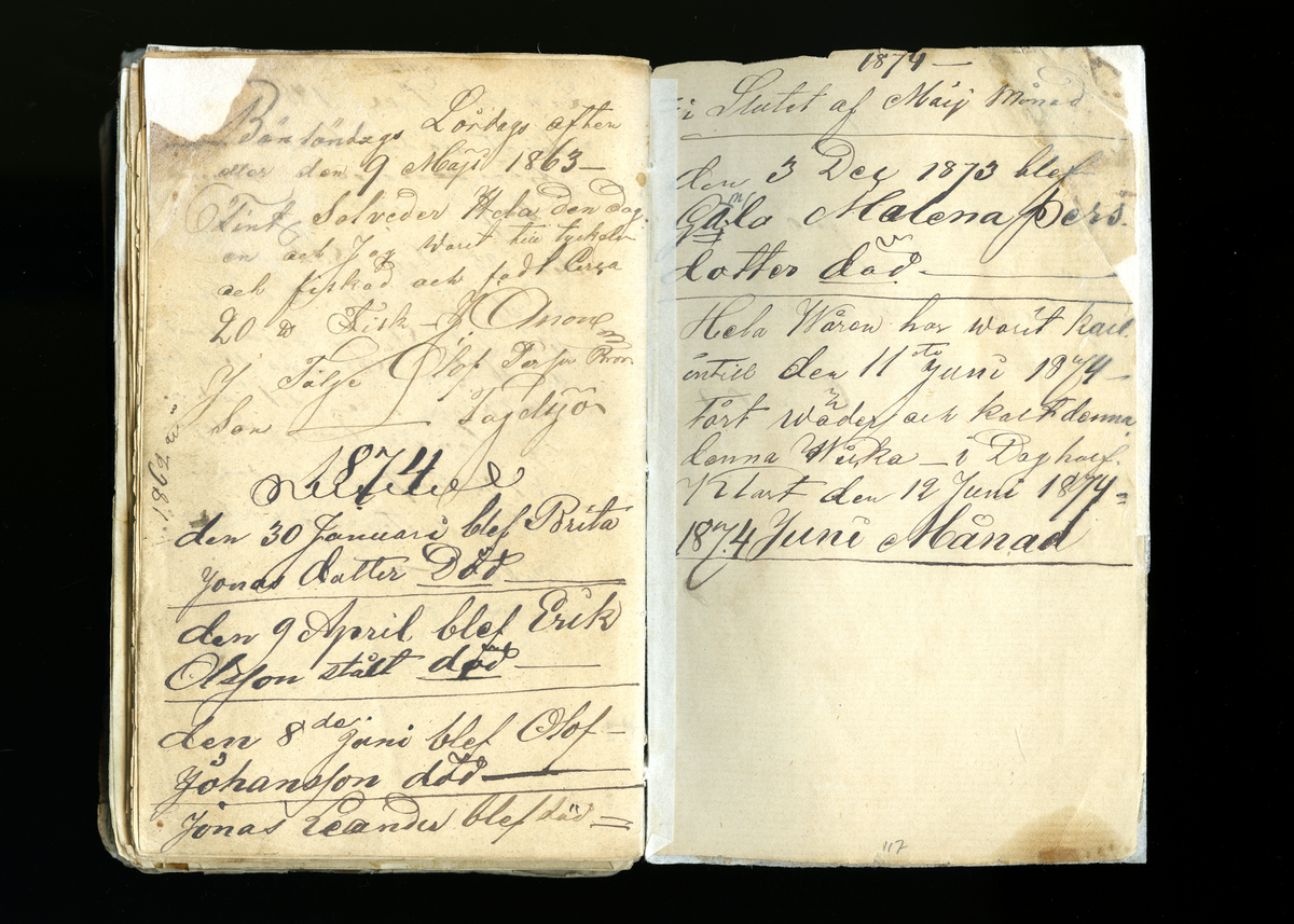 Dagböcker och andra anteckningar förda av storbonden och bössmeden Jonas Olsson (1832-1895) i Fågelsjö, Los mellan åren 1851 och 1892. Dagböckerna berör vardagens arbete, händelser i familjen och byn, förtretligheter, glädjeämnen och sorg. Böckerna förda i varierande frekvens med både dagliga och strödda anteckningar. Hela luckor år 1862-63, 1870-78, 1880-83 samt 1885-56. Dagboken förd i böcker med blandat innehåll, där dagboksanteckningarna är instoppade. Jonas Olssons dagboksanteckningar finns även transkriberade och publicerade i boken "Min hand är icke begåfvad att föra en skikliger penna", 2009.
