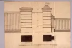 Portstolpar i mur. Forsby gård.