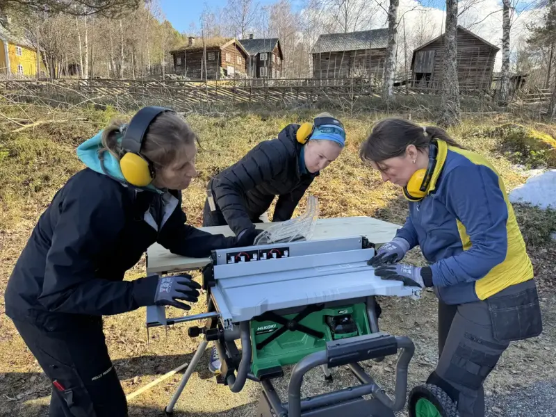 Damer som bruker sag