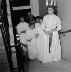 Barnmorskor har decembermöte med Lucia, Uppsala 1959