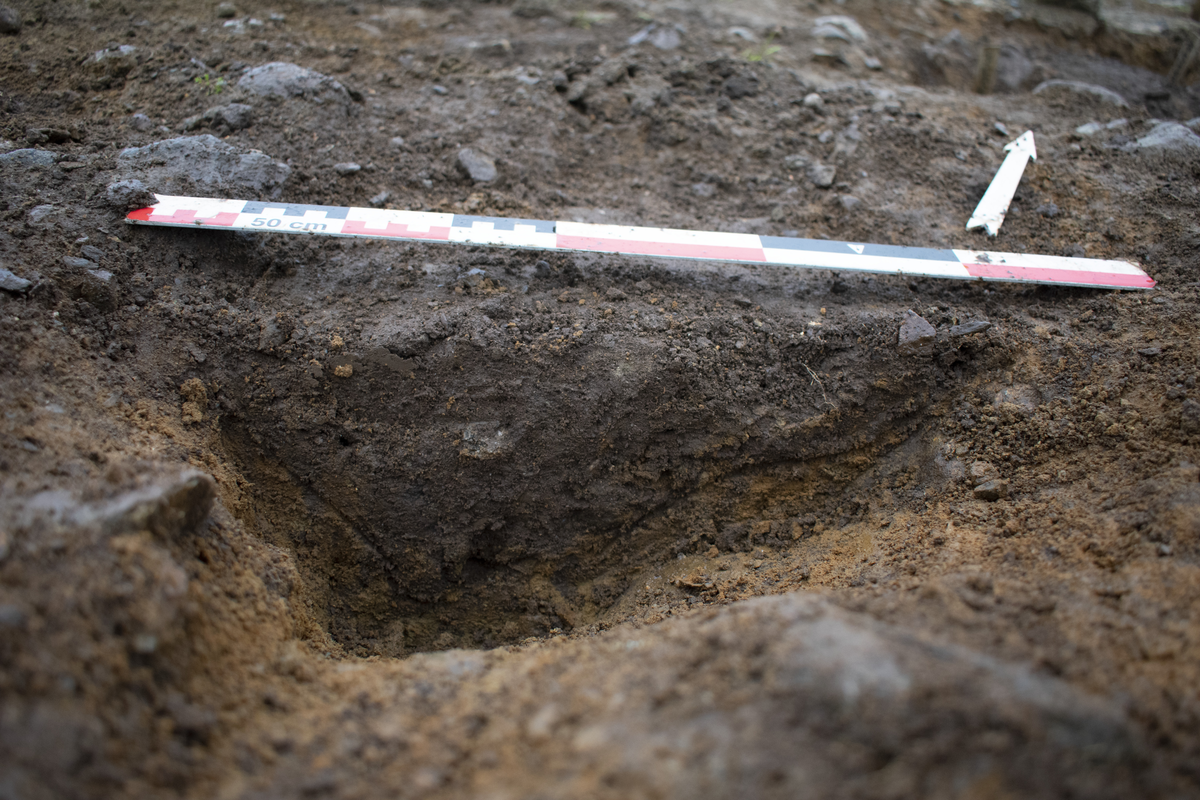 Stolpehull AS88795 i profil, innmålt etter snitting. N. (hus nr.17).