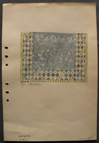 Matta "Harlekin"  Harlekinmönstrad bård, enfärgad mitt.

KLH.D2:412a  Röd
KLH.D2:412b  Grön
KLH.D2:412c  Grå  Se LKLH508, 1022
KLH.D2:412c  Dubblett:1
KLH.D2:412c  Dubblett:2
KLH.D2:412c  Dubblett:3