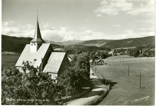 Postkort av Vestre Slidre kirke, Slidredomen