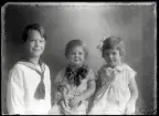 Grupporträtt, tre barn. Fru Andersson, Åsby, Insp.
Ur Gustaf Åhmans samling.