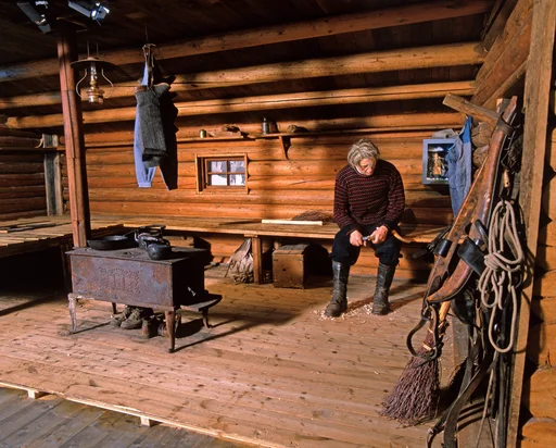 Interiør fra Arnestad-koia fra Løten, slik den framstår i Norsk skogmuseums basisutstilling «Tid for Skog», som ble bygd i 2001-2002 med Suzanne Palmqvist som prosjektleder og Bo Jonzon som utstillingsdesigner. Dette koieinteriøret var et av elementene som ble gjenbrukt fra den første basisutstillingen om skogbruk, bygd etter at den nye museumsbygningen ble ferdig i 1970, og ferdigstilt til den offisielle åpningen 22. juni 1971. Da var det Jostein K. Nysæther som var utstillingskonsulent. Koia var en gave fra Løiten almenning. Nysæther, som hadde mye undervisningserfaring, valgte å skjære vekk den ene langveggen og sitte- og liggebrisken som hadde stått langs denne. På denne måten fikk publikum et innsyn i et koiemiljø, og formidlerne kunne ta med seg grupper inn i rommet og få gjestene til å sette seg ned mens hun eller han fortalte om det man ved inngangen til 1970-åra kalte «sosiale forhold i skogen». I museets jubileumsbok fra 1979 skisserte daværende museumsbestyrer Tore Fossum tematikken som ble formidlet fra Arnestadkoia slik:

«Denne utstillingen er laget omkring Arnestadkoia fra Løten fra 1920, som er en god representant for mellomkrigstidens ovnskoier med ovnen midt på golvet og brisker langs veggene. Den er utstyrt med det meste av det som vanligvis fantes i en slik koie. Vi finner konten og bæremeisen, den enkle parafinlampa, panne, kaffekjele, munkspade og butter for kaffe og sukker. Surmyssmørklumpen ligger på hylla, og hesteselen henger på seleknaggen ved døra. Det er midt i økta. Karene er ute og hogger. Det er videre utstilt åtte forskjellige koiemodeller, fra det enkle krypinn til godt isolerte koier med gang, tørkerum og store vinduer som gir lys i koia ...»

Arnestadkoia hadde vist seg som en ypperlig formidlingsarena, og derfor ønsket man å gjenbruke den i den nye utstillingen som ble bygd vinteren 2000-2001. Den eneste tilføyelsen som ble gjort var ei lita kasse (30 X 40 centimeter) med et lite tablå med ei kvinne som bar to vassbøtter - et forsøk på å poengtere at mens mennene arbeidet i skogen, strevde kvinnene med andre oppgaver hjemme på småbruket. Et annet nytt element etter at koia ble gjenoppsatt i den nye utstillingen «Tid for Skog» var at man tok i bruk et av vinduene til å vise en filmsnutt med tømmerhogst og -kjøring fra 1920-åra. Bare et par av koiemodellene ble med. Koia brukes som sitteplass mens formidlerne snakker om arbeidslivet i norske skoger før 1950, inkludert koieliv.