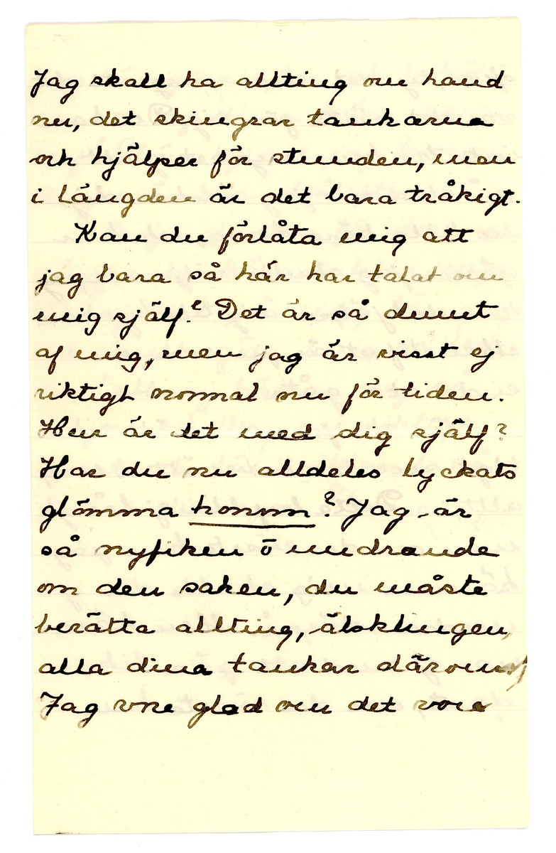 Brev skickat till " Välborna Fröken Louise Adelborg, Södertuna, Gnesta " från Elin.

Daterat Engsholm 29.7.1903

(Engsholms slott?)

1 kuvert, 2 ark.