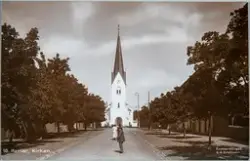 Postkort, Hamar domkirke, Kirkegata, Kirkebakken,