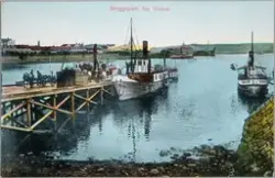 Postkort, Hamar brygge, Mjøsa, mjøsbåtene D/S Skreia og D/S 