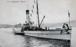 Postkort, Hamar, mjøsbåten D/S Skibladner på Mjøsa med passa