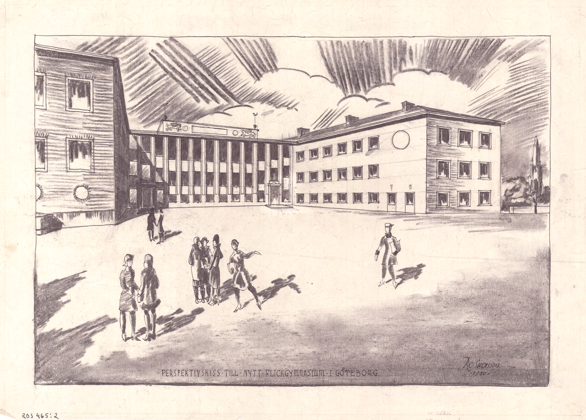 Arkitekt Ragnar Ossian Swenssons ritningar
Högre Allmänt Läroverk för flickor/Flickgymnasium (Ej uppförd)