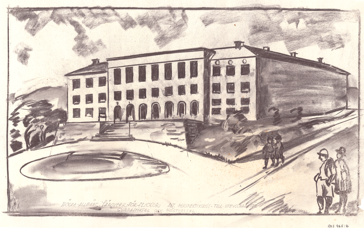 Arkitekt Ragnar Ossian Swenssons ritningar
Högre Allmänt Läroverk för flickor/Flickgymnasium (Ej uppförd)