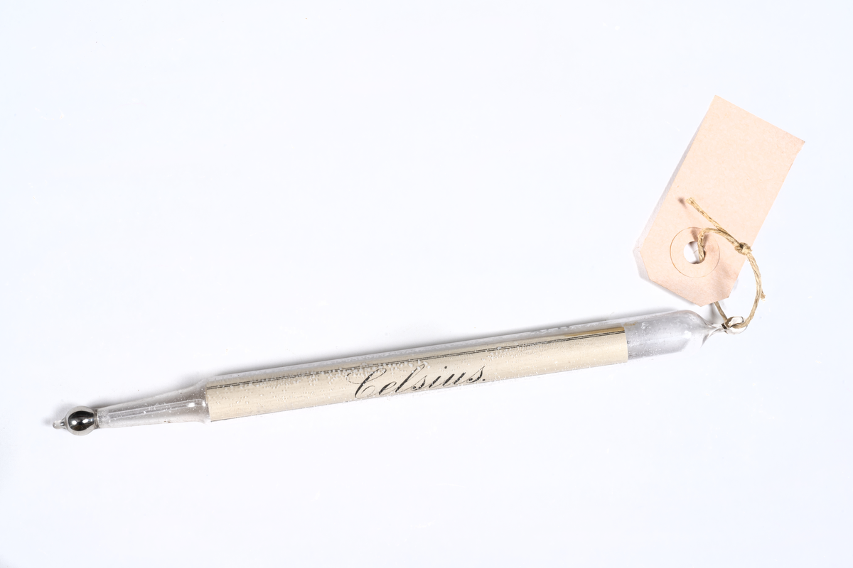 Termometer av glas utan fodral. Celsius +60C°: -30C°.