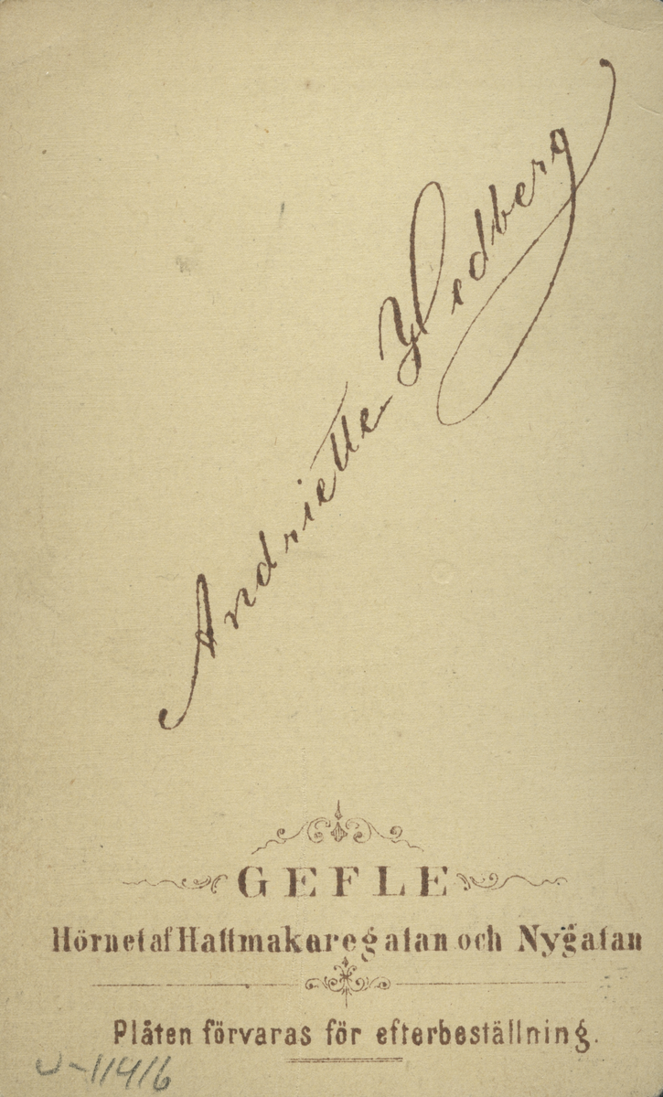 Porträtt av mor och barn. Hjalmar 8 månader 1873 (enligt text framsida kort).