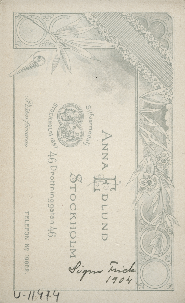 Porträtt av Signe Frick 1904.