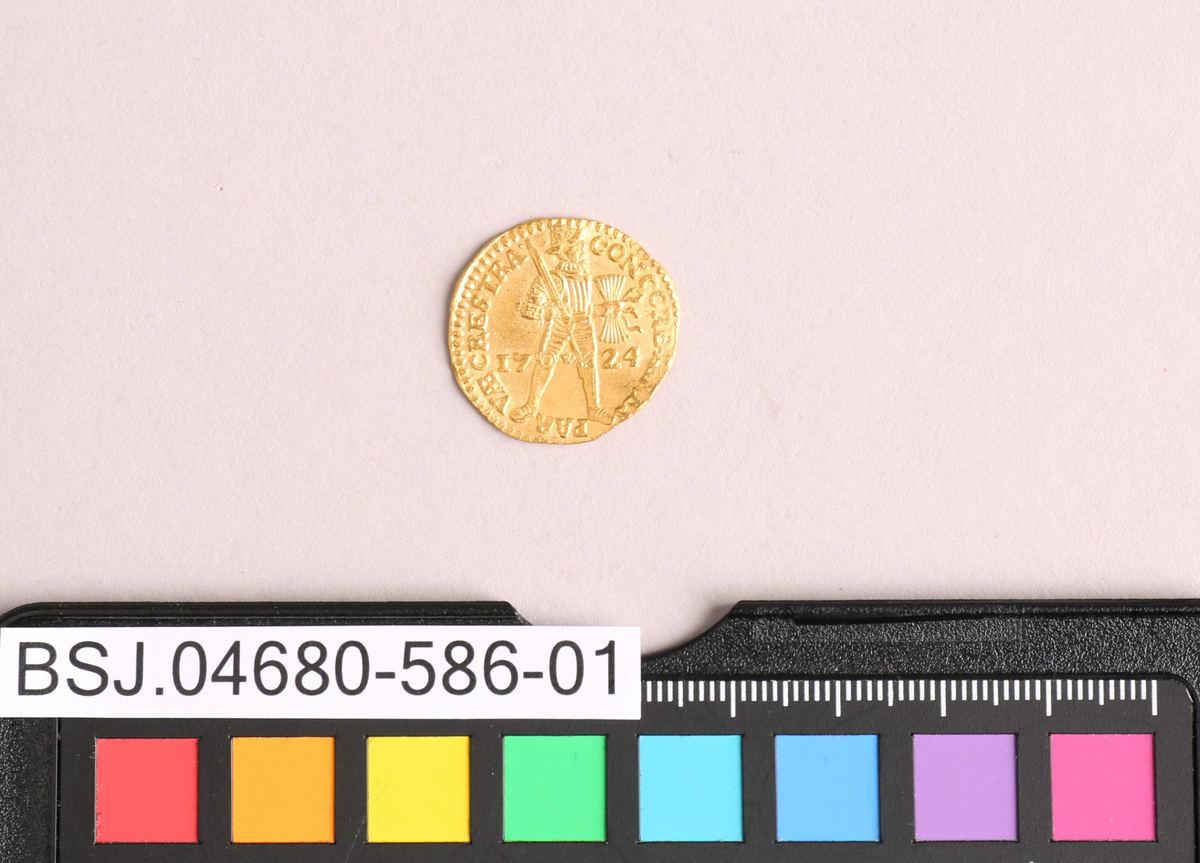 Stående ridder i full rusting som holder et sverd og en bunt med piler. Pilene symboliserer foreningen av de nordlige provisnen, som danner grunnlaget for Utrechtunionen i 1559