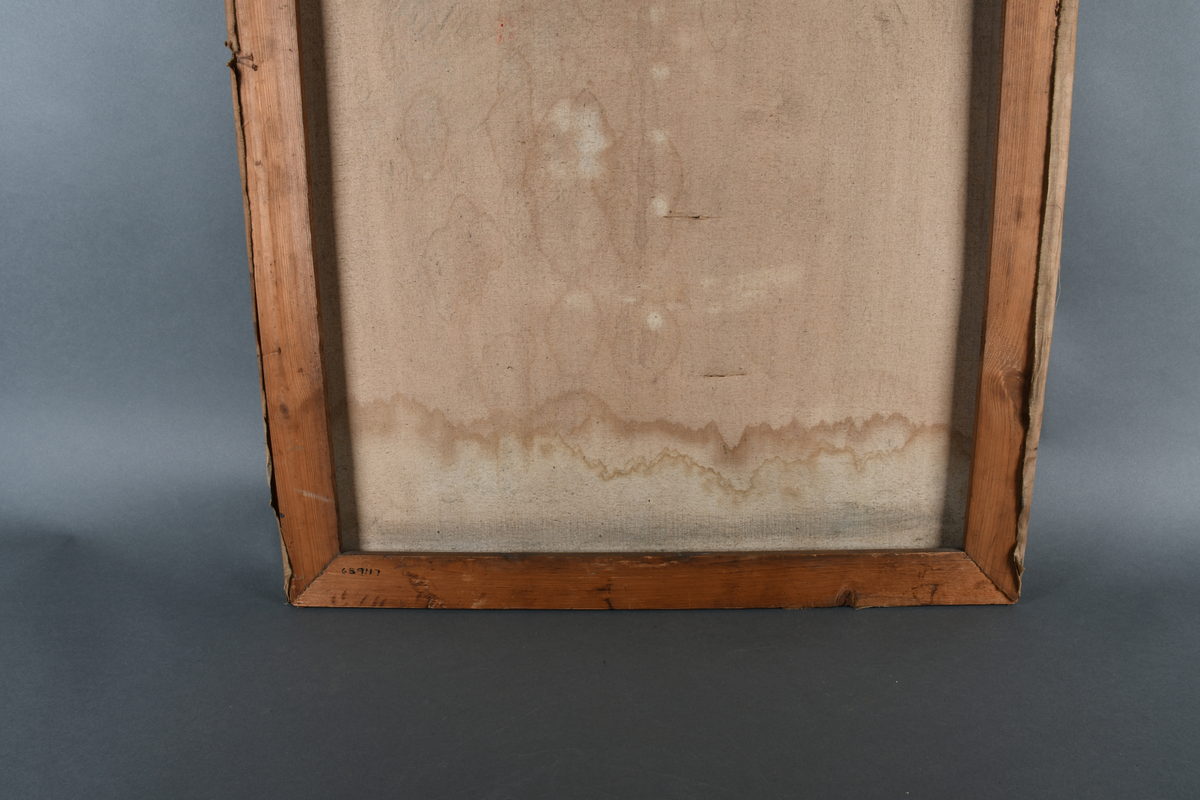 Portrettmaleri av mannsperson, offiser. Personen bærer uniform med ordener. Maleriet er usignert og uten ramme.