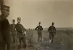 Smålands artilleriregemente, A 6. Västgötamanövern 1912. Fr v: överste D Hedengren, major C O O D af Sandeberg (C III.div), generallöjtnant F J Leth, okänd, 