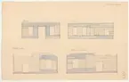 Skogaholms herrgård. Huvudbyggnaden.
Detaljritning.
TIMMERVÄGGAR.
VÄGG E. VÄGG C. VÄGG D (inifrån). VÄGG F (inifrån).