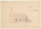 Seglora kyrka.
Fasadritning.
Fasad mot söder.