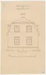 Hazeliushuset.
Fasadritning.
Fasad av gavel-