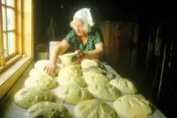 Brødbaking på Horgen vestre, Rolvsøy juni 1983 hos ekteparet