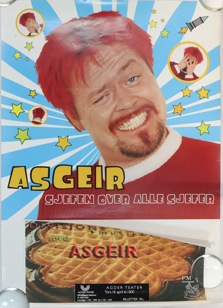 Plakat for oppsetningen "Asgeir". Vist ved Agder teater i 2002.