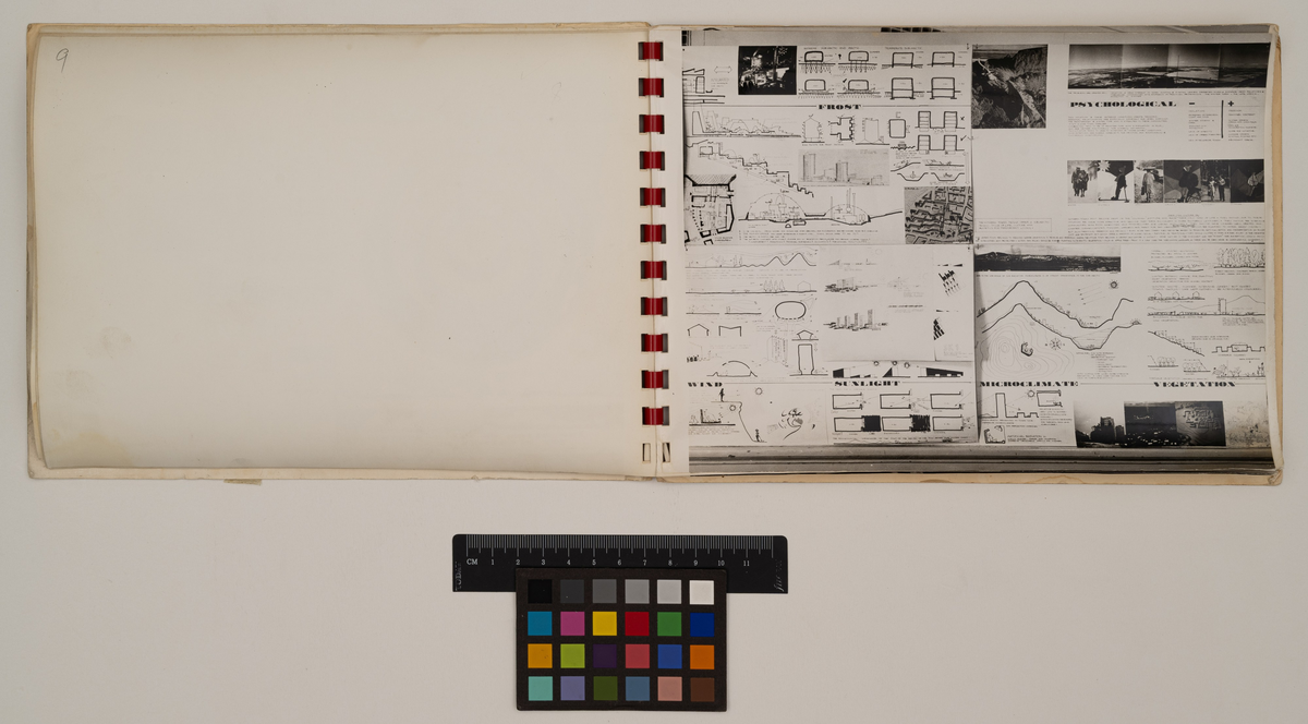 Utställningskatalog av Ralph Erskine med titeln "Bo i nordligt klimat"