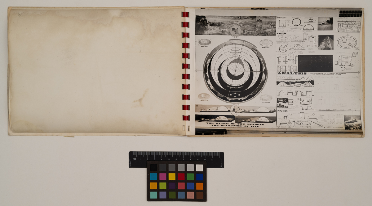 Utställningskatalog av Ralph Erskine med titeln "Bo i nordligt klimat"