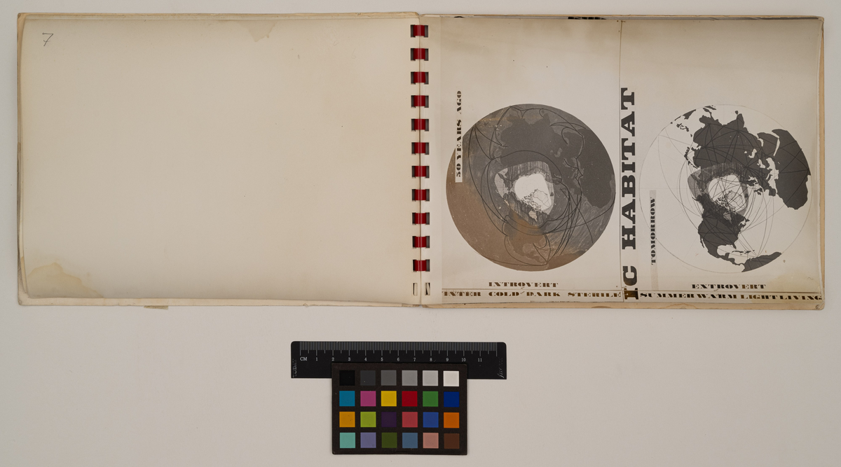 Utställningskatalog av Ralph Erskine med titeln "Bo i nordligt klimat"