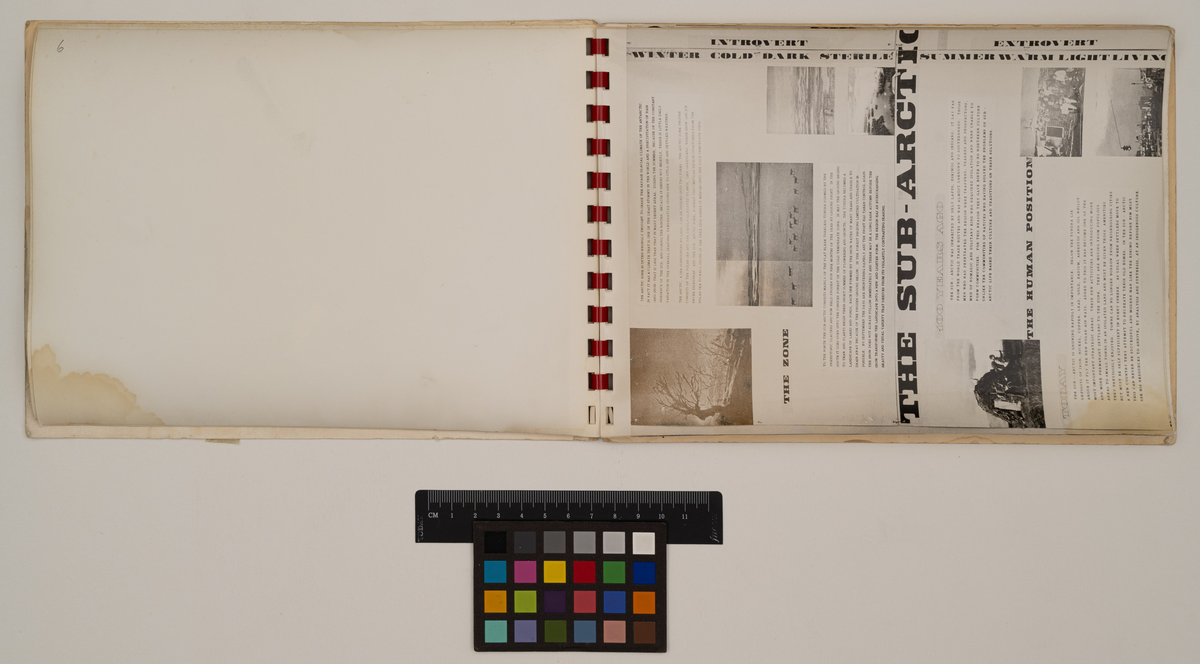 Utställningskatalog av Ralph Erskine med titeln "Bo i nordligt klimat"