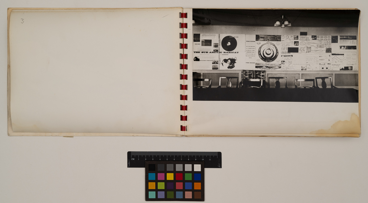 Utställningskatalog av Ralph Erskine med titeln "Bo i nordligt klimat"