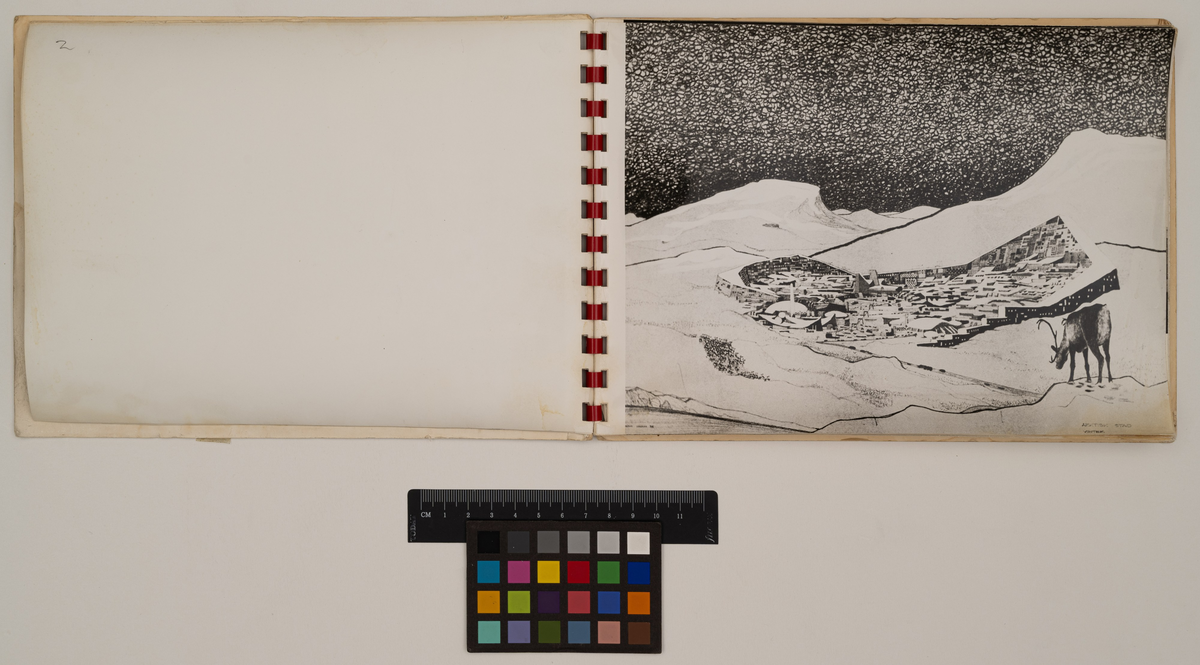 Utställningskatalog av Ralph Erskine med titeln "Bo i nordligt klimat"